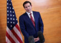 U.S. Secretary of State Marco Rubio speaks to reporters in a departure lounge before returning to Washington following meetings with Caribbean Community (CARICOM) leaders, at Robert L. Bradshaw International Airport in Basseterre, Saint Kitts and Nevis, February 25, 2026. REUTERS/Jonathan Ernst/Pool