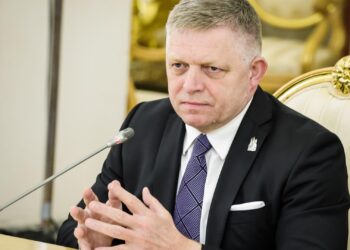 Russia. Moscow. May 9th, 2025. Prime Minister of Slovakia Robert Fico during a meeting with Russian President Vladimir Putin.