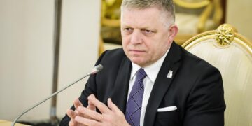 Russia. Moscow. May 9th, 2025. Prime Minister of Slovakia Robert Fico during a meeting with Russian President Vladimir Putin.